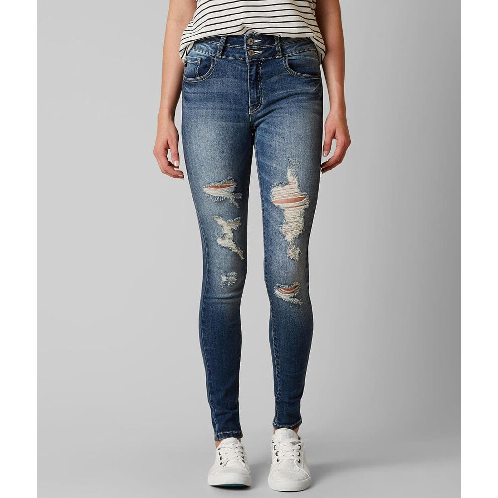 Kancan Distressed Mid Rise Skinny Jean Medium Wash Women's Size 5